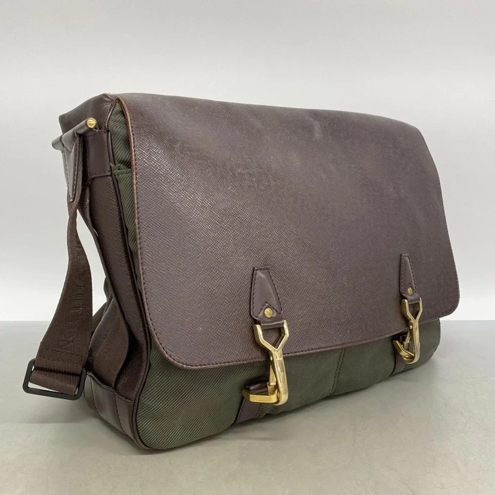 Louis Vuitton Brown and Olive Green Canvas Messenger Bag